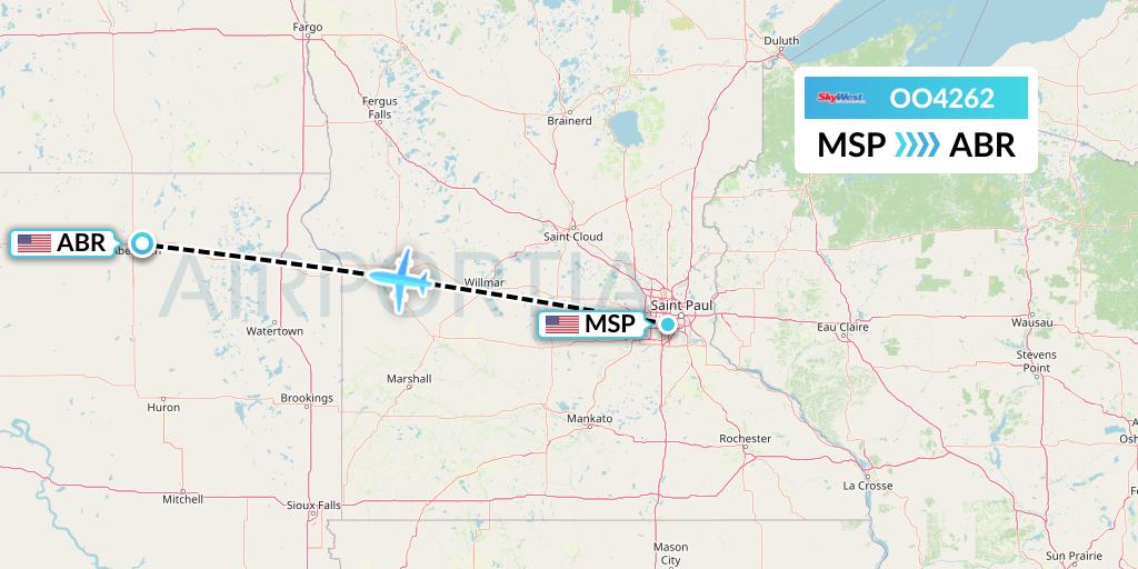 OO4262 SkyWest Airlines Flight Map: Minneapolis to Aberdeen