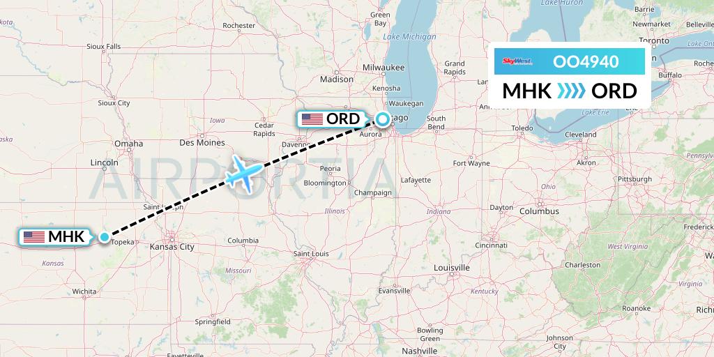 OO4940 SkyWest Airlines Flight Map: Manhattan to Chicago