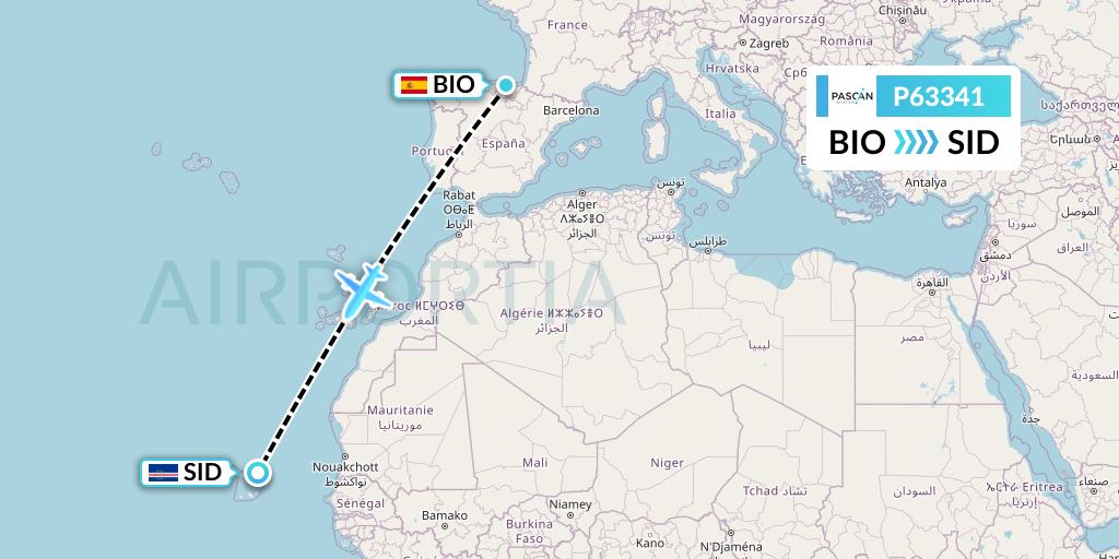 P63341 Pascan Aviation Flight Map: Bilbao to Espargos