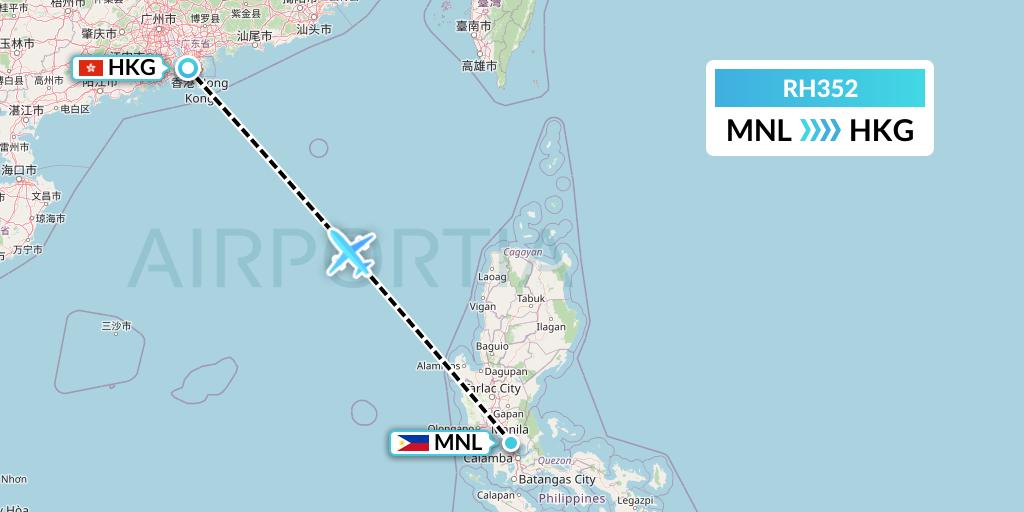 RH352 Republic Express Airlines Flight Map: Manila to Hong Kong