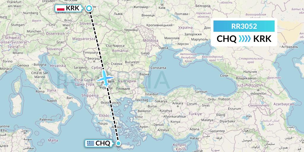 RR3052 Royal Air Force Flight Map: Chania to Krakow