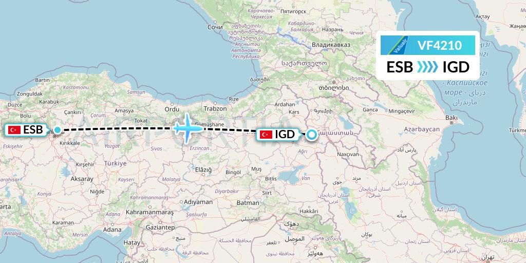 VF4210 ValuAir Flight Map: Ankara to Igdir