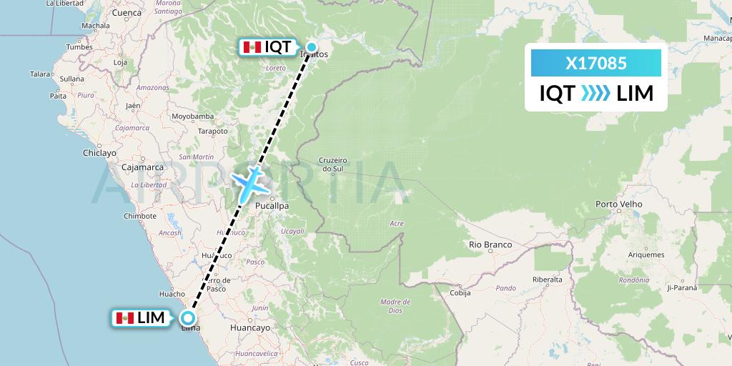 X17085 Nik Airways Flight Map: Iquitos to Lima