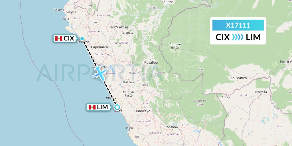 X17111 Nik Airways Flight Map: Chiclayo to Lima