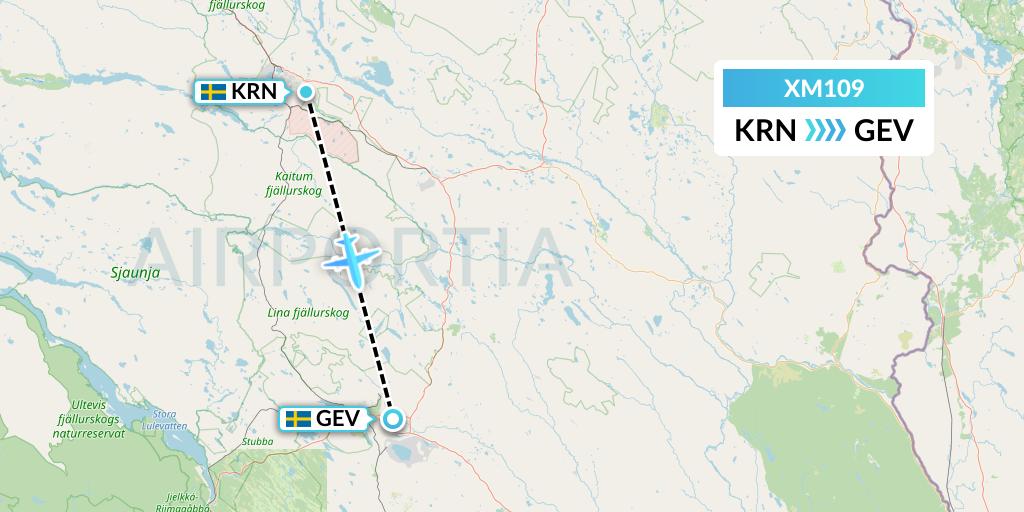 XM109 Zimex Aviation Ltd Flight Map: Kiruna to Gallivare