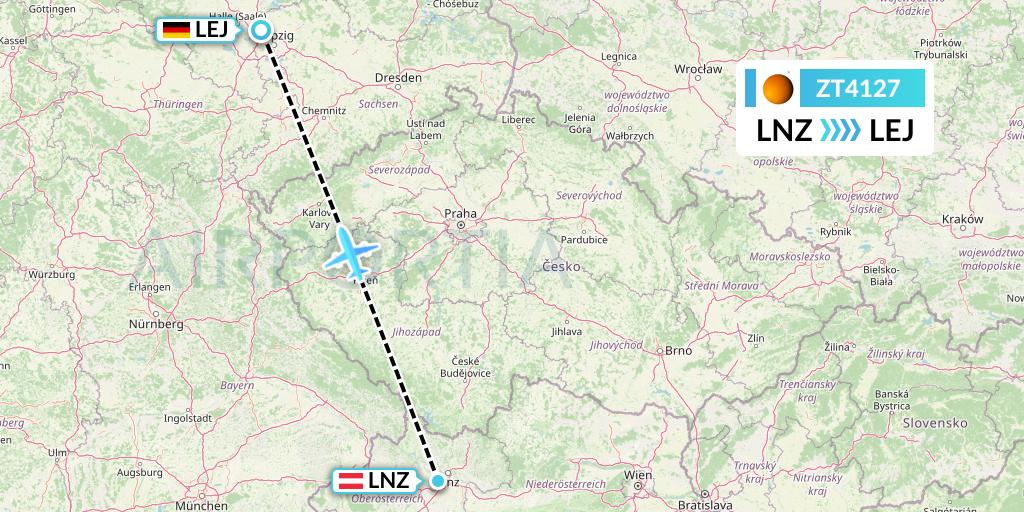 ZT4127 Titan Airways Flight Map: Linz to Leipzig