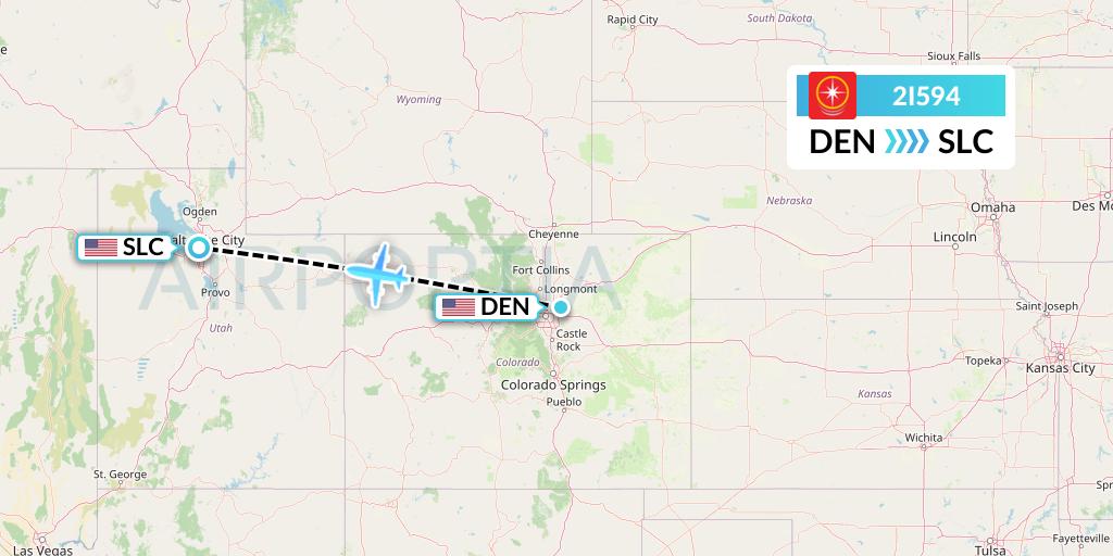 2I594 Star Peru Flight Map: Denver to Salt Lake City