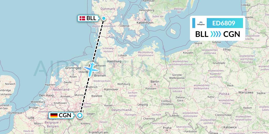ED6809 AirExplore Flight Map: Billund to Cologne