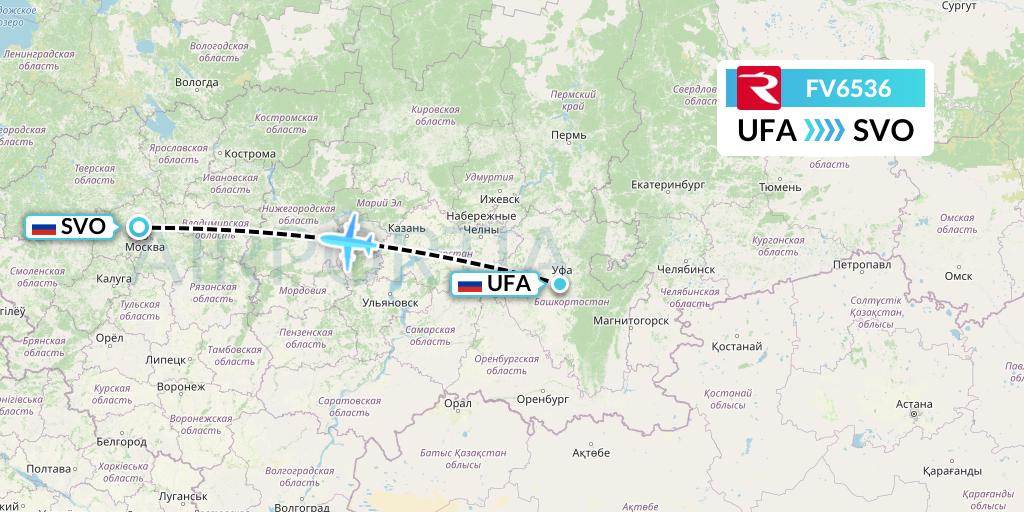 FV6536 Rossiya Flight Map: Ufa to Moscow