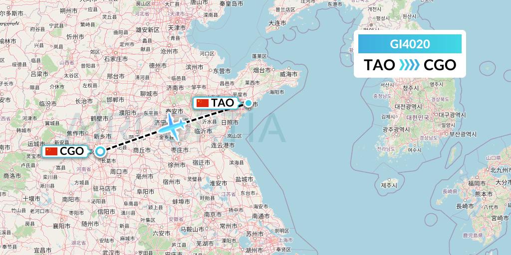 GI4020 Germania Express Flight Map: Qingdao to Zhengzhou