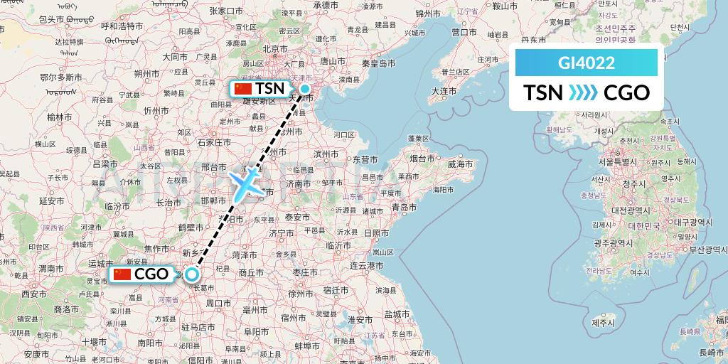 GI4022 Germania Express Flight Map: Tianjin to Zhengzhou