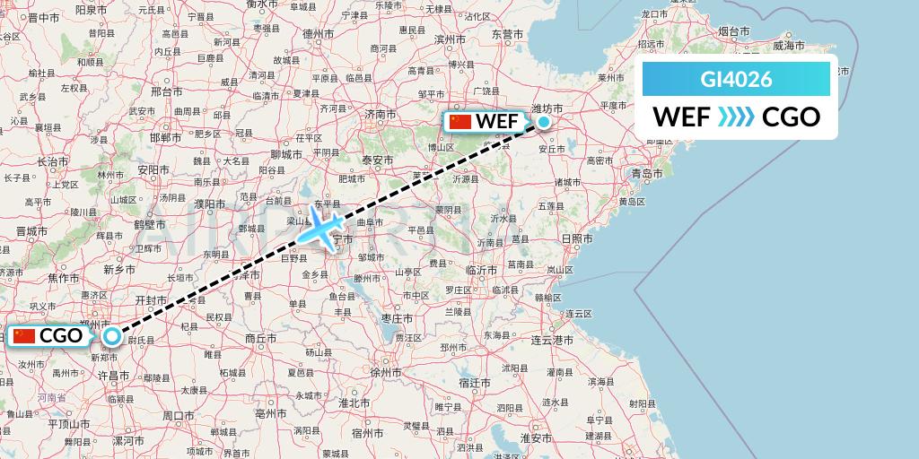 GI4026 Germania Express Flight Map: Weifang to Zhengzhou