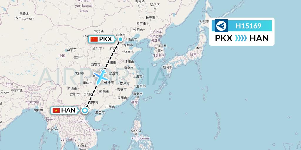H15169 Hahn Air Systems Flight Map: Beijing to Hanoi