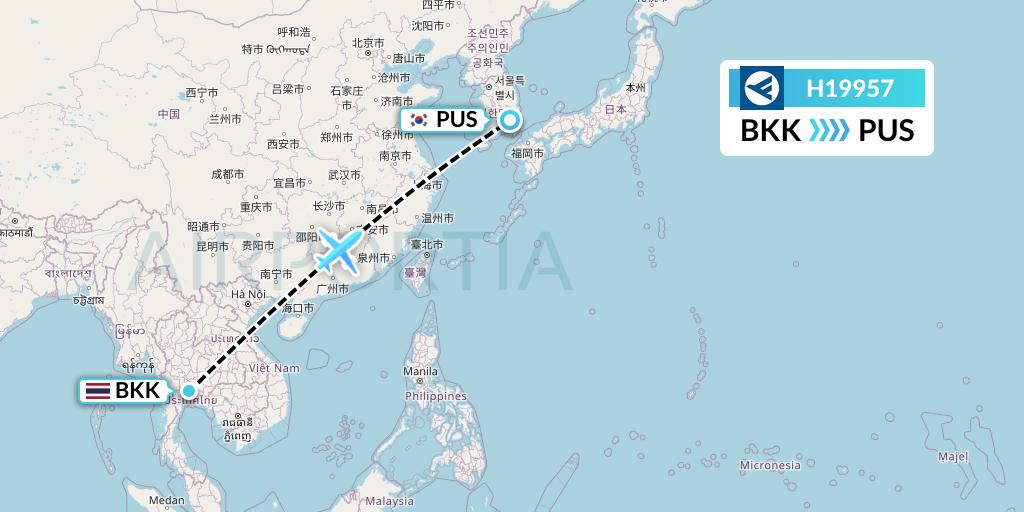 H19957 Hahn Air Systems Flight Map: Bangkok to Busan
