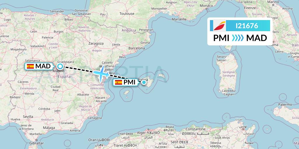 I21676 Iberia Express Flight Map: Palma de Mallorca to Madrid