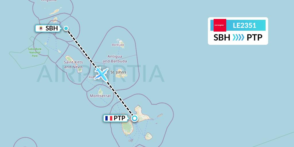 LE2351 Lugansk Airlines Flight Map: St. Jean to Pointe-a-Pitre