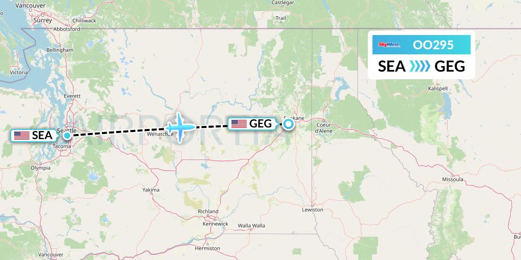 OO295 SkyWest Airlines Flight Map: Seattle to Spokane