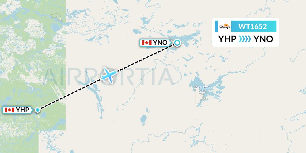 WT1652 Swiftair Flight Map: Poplar Hill to North Spirit Lake