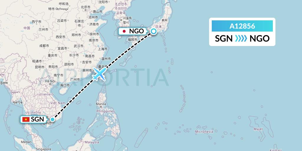 A12856 A.p.g. Distribution Systems Flight Map: Ho Chi Minh City to Nagoya