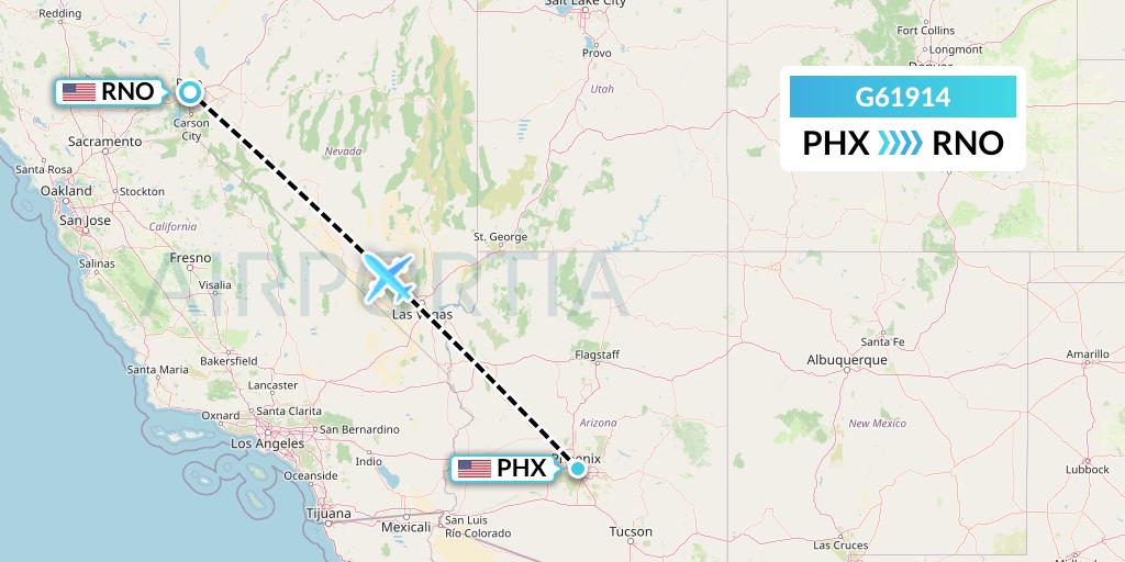 G61914 Fly Arna Flight Map: Phoenix to Reno