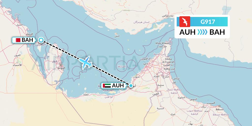 G917 Air Arabia Flight Map: Abu Dhabi to Bahrain