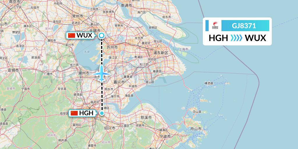 GJ8371 Loong Airlines Flight Map: Hangzhou to Wuxi