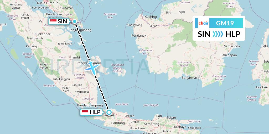 GM19 Chair Airlines Flight Map: Singapore to Jakarta