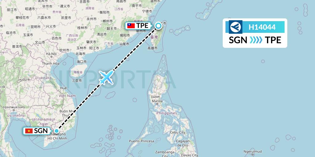 H14044 Hahn Air Systems Flight Map: Ho Chi Minh City to Taipei