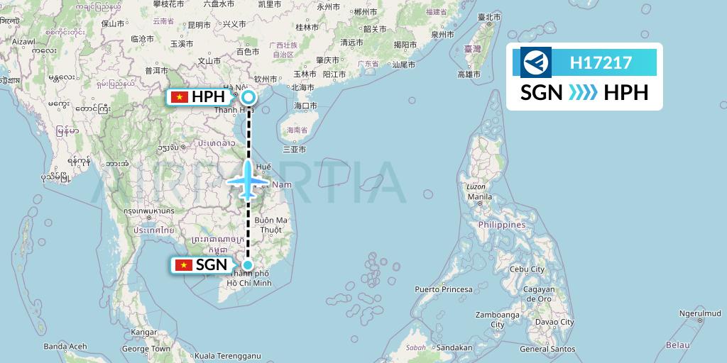 H17217 Hahn Air Systems Flight Map: Ho Chi Minh City to Haiphong