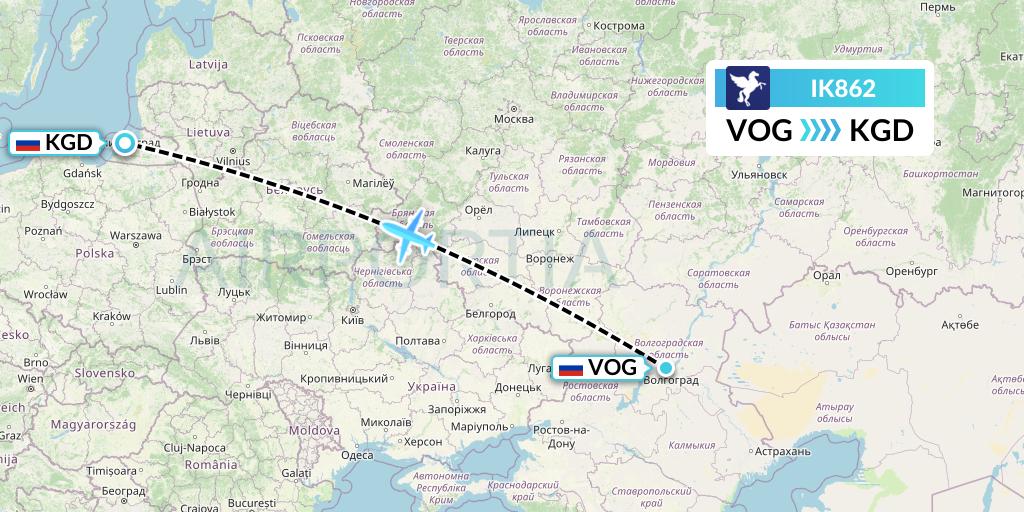 IK862 Air Kiribati Flight Map: Volgograd to Kaliningrad