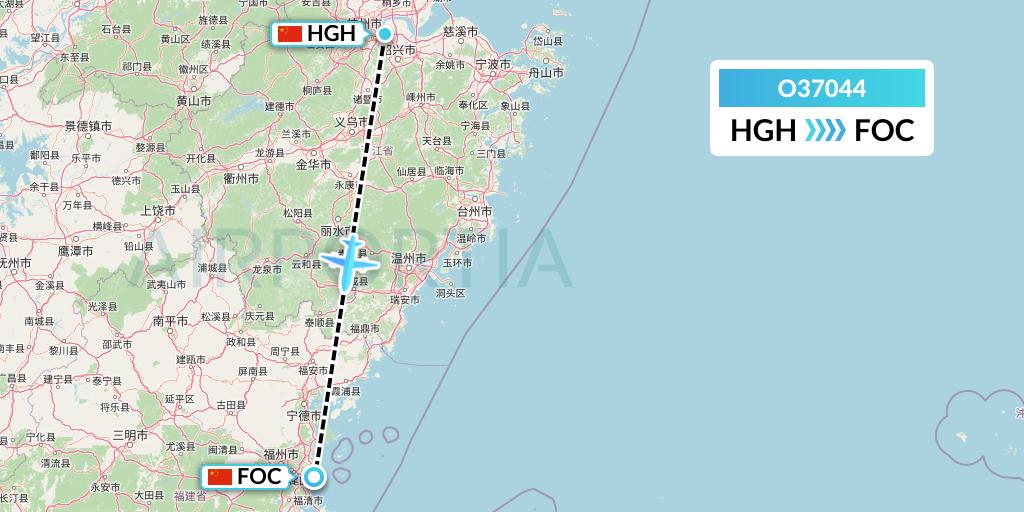 O37044 SF Airlines Flight Map: Hangzhou to Fuzhou