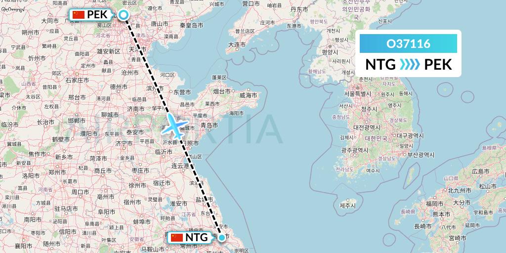 O37116 SF Airlines Flight Map: Nantong to Beijing