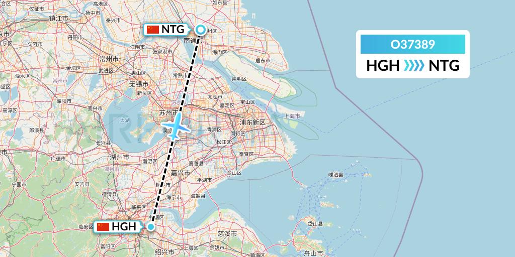 O37389 SF Airlines Flight Map: Hangzhou to Nantong