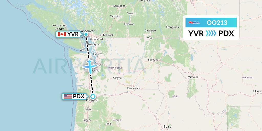 OO213 SkyWest Airlines Flight Map: Vancouver to Portland