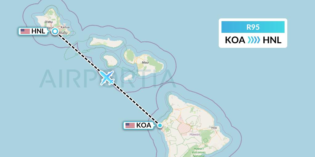 R95 Roblex Aviation Flight Map: Kailua-Kona to Honolulu