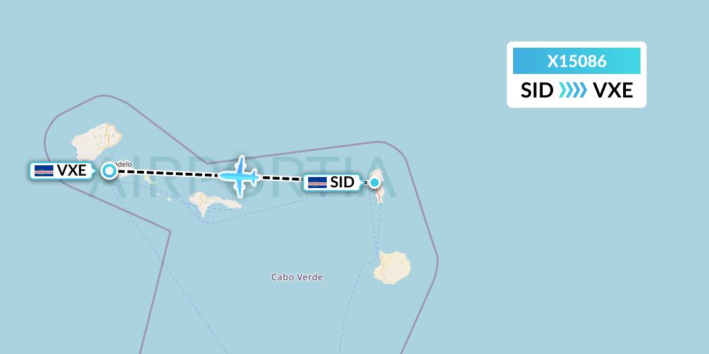 X15086 Nik Airways Flight Map: Espargos to Sao Vicente
