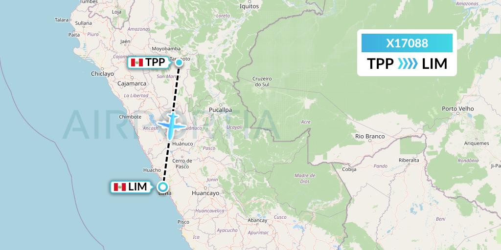 X17088 Nik Airways Flight Map: Tarapoto to Lima