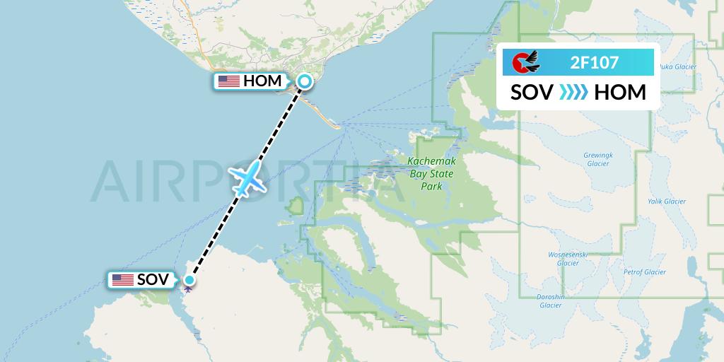 2F107 twoFlex Taxi Aereo Flight Map: Seldovia to Homer