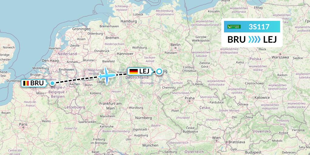 3S117 Air Antilles Express Flight Map: Brussels to Leipzig