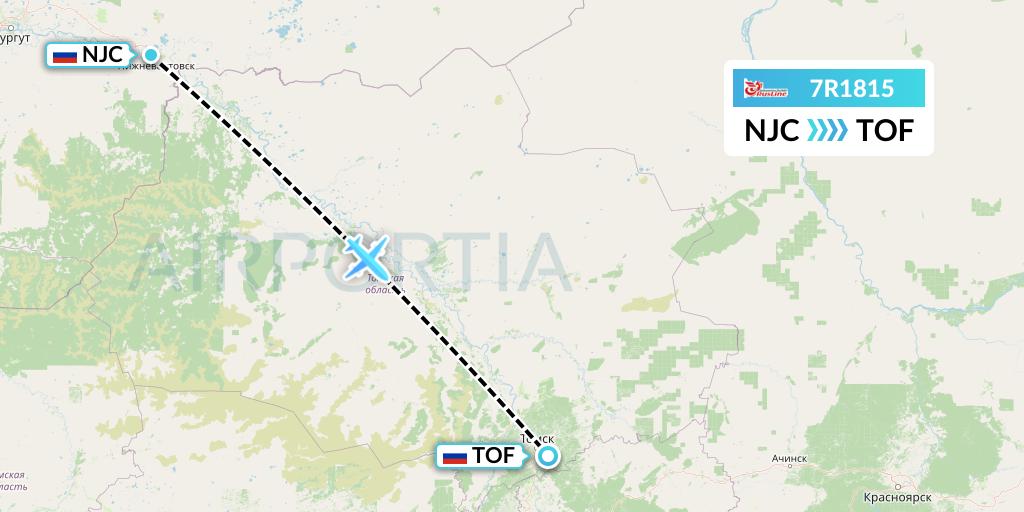 7R1815 Rusline Flight Map: Nizhnevartovsk to Tomsk