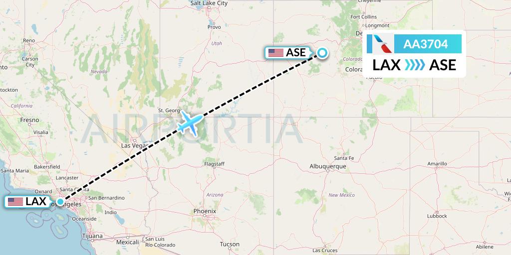 AA3704 American Airlines Flight Map: Los Angeles to Aspen