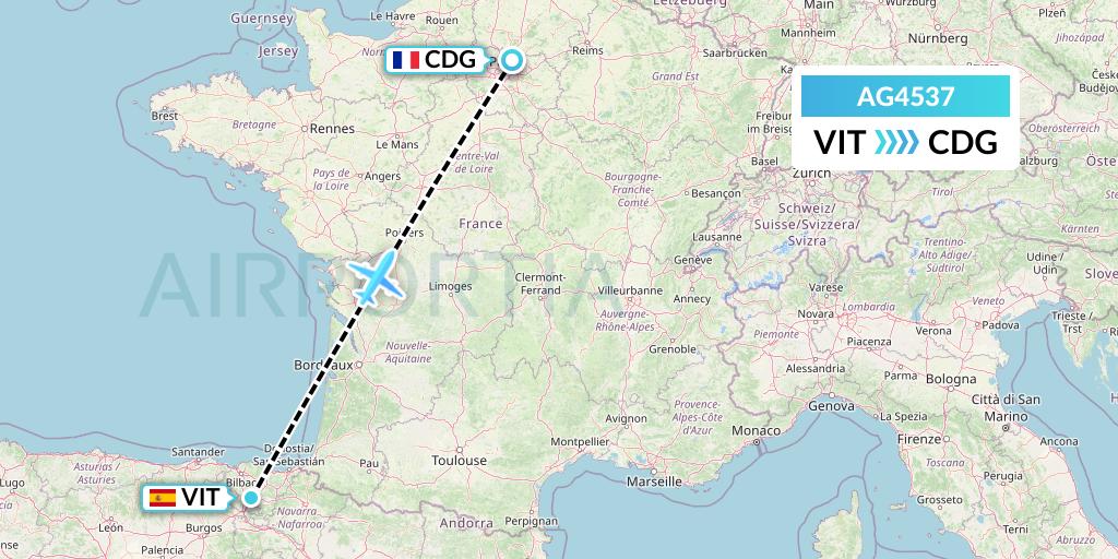 AG4537 Aruba Airlines Flight Map: Vitoria to Paris