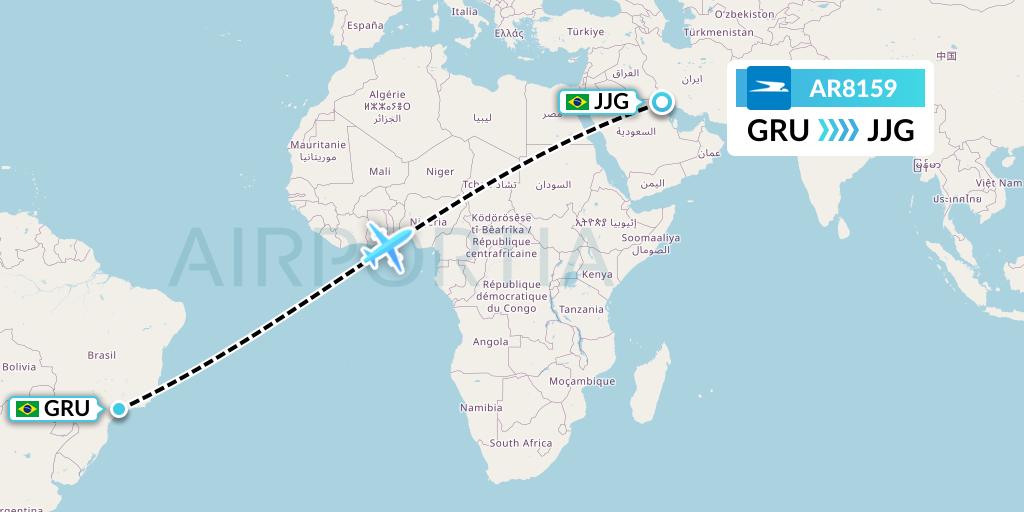 AR8159 Aerolineas Argentinas Flight Map: Sao Paulo to Criciuma