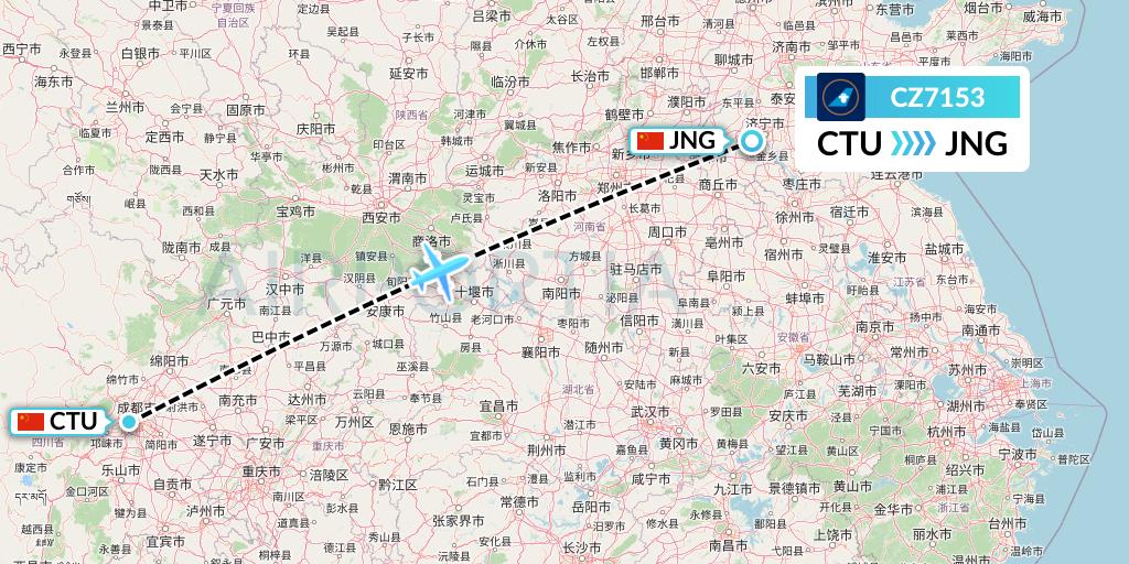 CZ7153 China Southern Airlines Flight Map: Chengdu to Jining