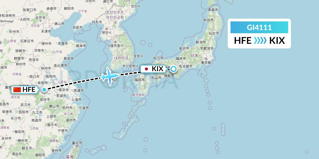 GI4111 Germania Express Flight Map: Hefei to Osaka
