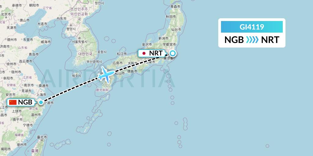 GI4119 Germania Express Flight Map: Ningbo to Tokyo