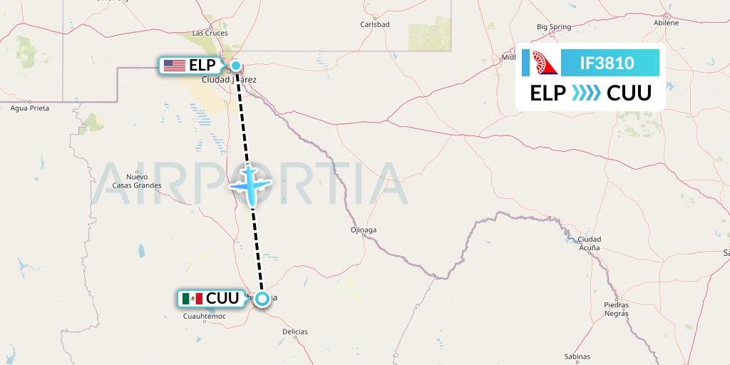 IF3810 Fly Baghdad Flight Map: El Paso to Chihuahua