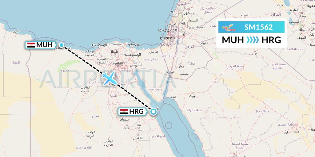 SM1562 Air Cairo Flight Map: Mersa Matruh to Hurghada