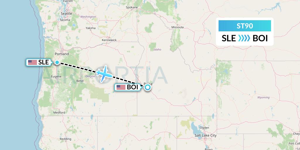 ST90 Air Thanlwin Flight Map: Salem to Boise