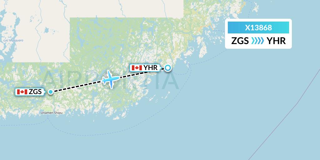 X13868 Nik Airways Flight Map: Gethsemani to Chevery